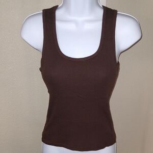 NWOT Sixteen Brown Ribbed Scoop Neck Tank Top